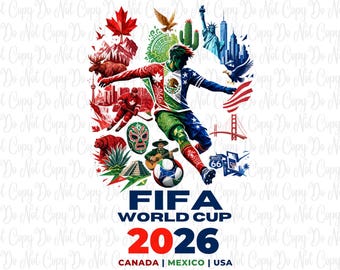 Fußball-Weltmeisterschaft 2026 PNG, Fußballfan-Grafik für Hemden, USA Mexiko Kanada Sportsublimationsdatei