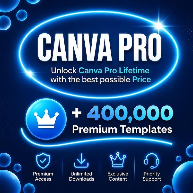 Livstidsåtkomst till Canva Pro, omedelbar e-postleverans, fler än 1 miljon premiumresurser och fler än 400 000 mallar, digital nedladdning bild 1