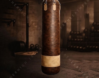 Sacco pesante MUAY THAI in pelle vintage fatto a mano da 60+ kg con catena di sospensione gratuita - Sacco Muay Thai in pelle personalizzato, sacco da boxe pesante per palestra