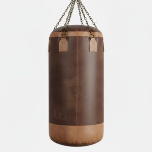 Handgefertigter Vintage Leder 90 kg schwerer Sand Boxsack für das Fitnesstraining - zweifarbiger Leder Boxsack, Trainingsbeutel Geschenk für Boxsportler