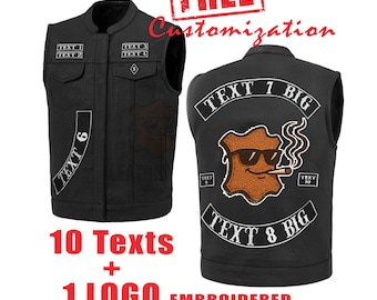 Personalisierte handgemachte Rindsleder MC Club Weste - Maßgeschneiderte Motorradclub Lederweste, Geschenk für Biker Papa, Weihnachtsgeschenk für ihn