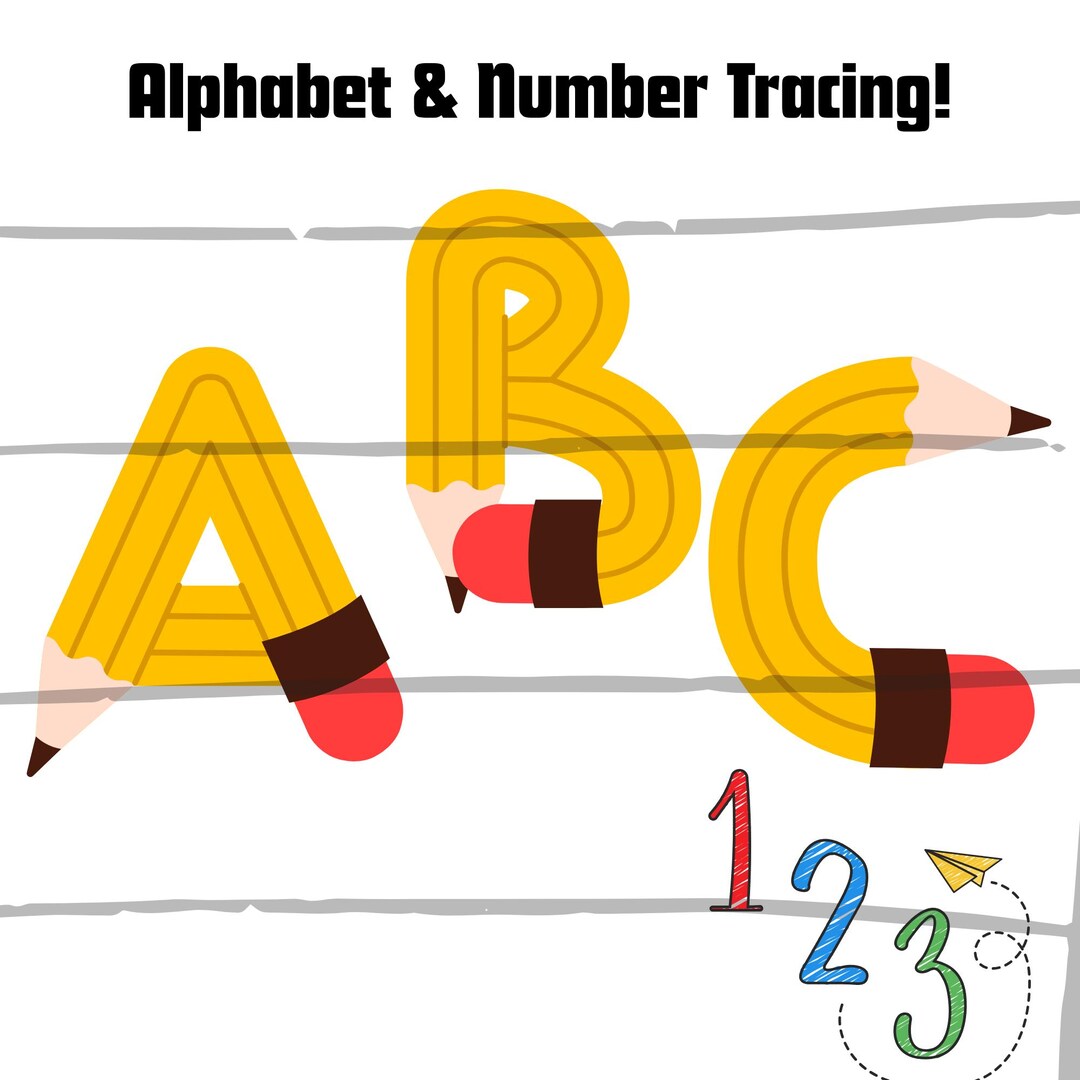 Printable Alphabet & Numbers Set With Tracing Practice Etsy UK