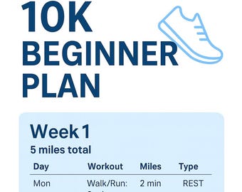 Beginner 10K Training Plan: 8-Week Running Schedule (Digital Download)