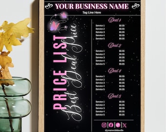 Beauty Salon Price List Canva Template, Editable Lash Price List, Nail Salon Menu, Wig & Braids Price List, Printable 5x7 Flyer