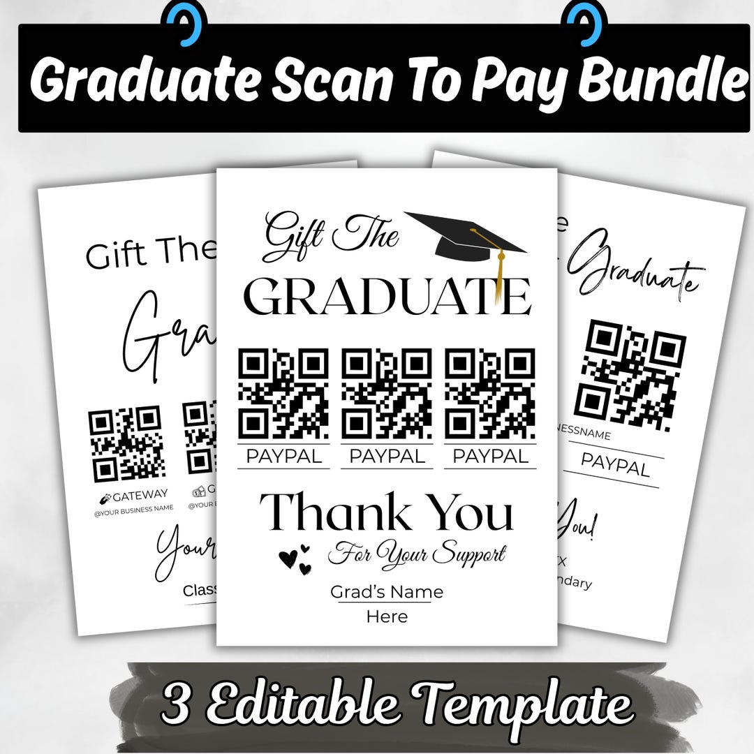 Editable Graduation QR Code Sign Template, Grad Party Venmo Paypal Sign ...