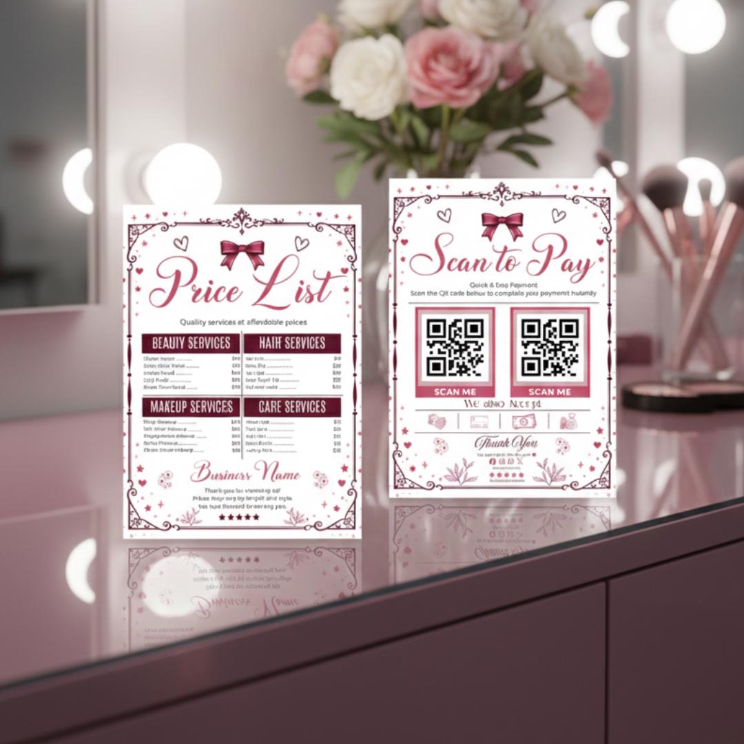 Editable Canva Price List Template & Scan to Pay Sign, QR Code Payment ...