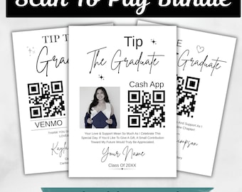Editable Tip The Graduate Sign, Graduation QR Code Payment Template, Venmo Cash App PayPal Canva Digital Download