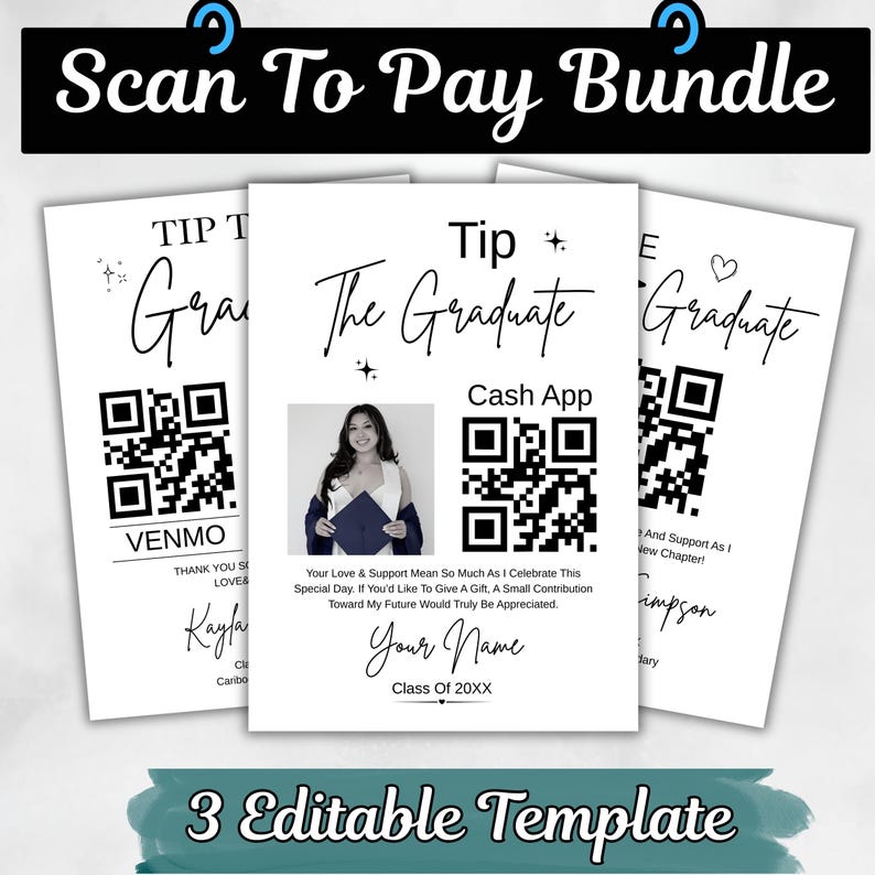 Editable Tip the Graduate Sign, Graduation QR Code Payment Template ...