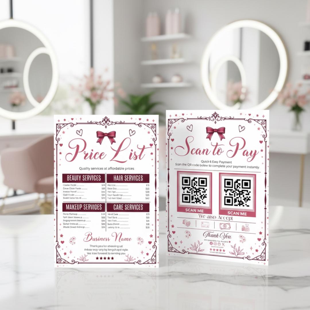 Editable Canva Price List Template & Scan to Pay Sign, QR Code Payment ...
