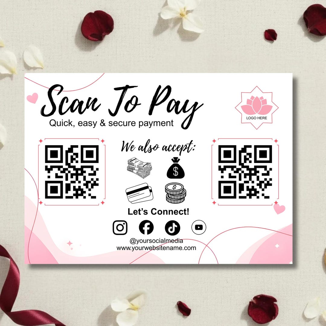 Qr Code Sign Pament QR Code Payment Sign Template, Editable Scan to Pay Canva Sign, Small ...