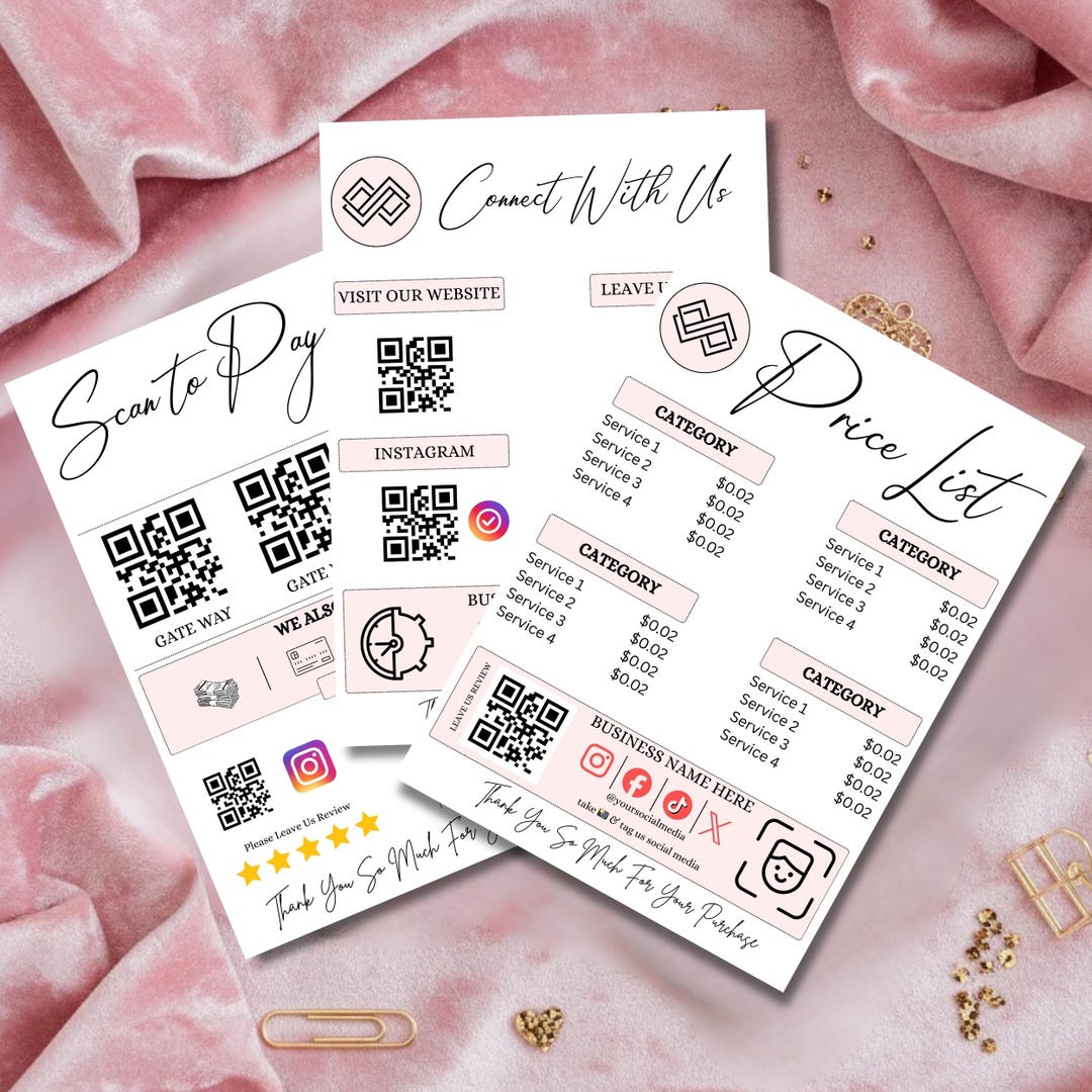 Editable QR Code Sign Canva Template, Scan to Pay Sign, Social Media ...