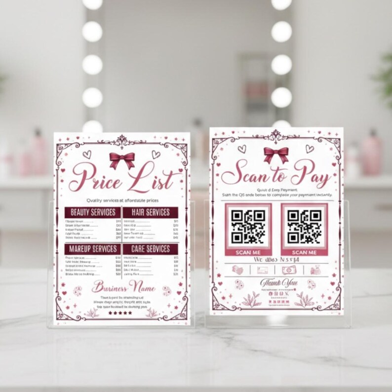 Editable Canva Price List Template & Scan to Pay Sign, QR Code Payment ...