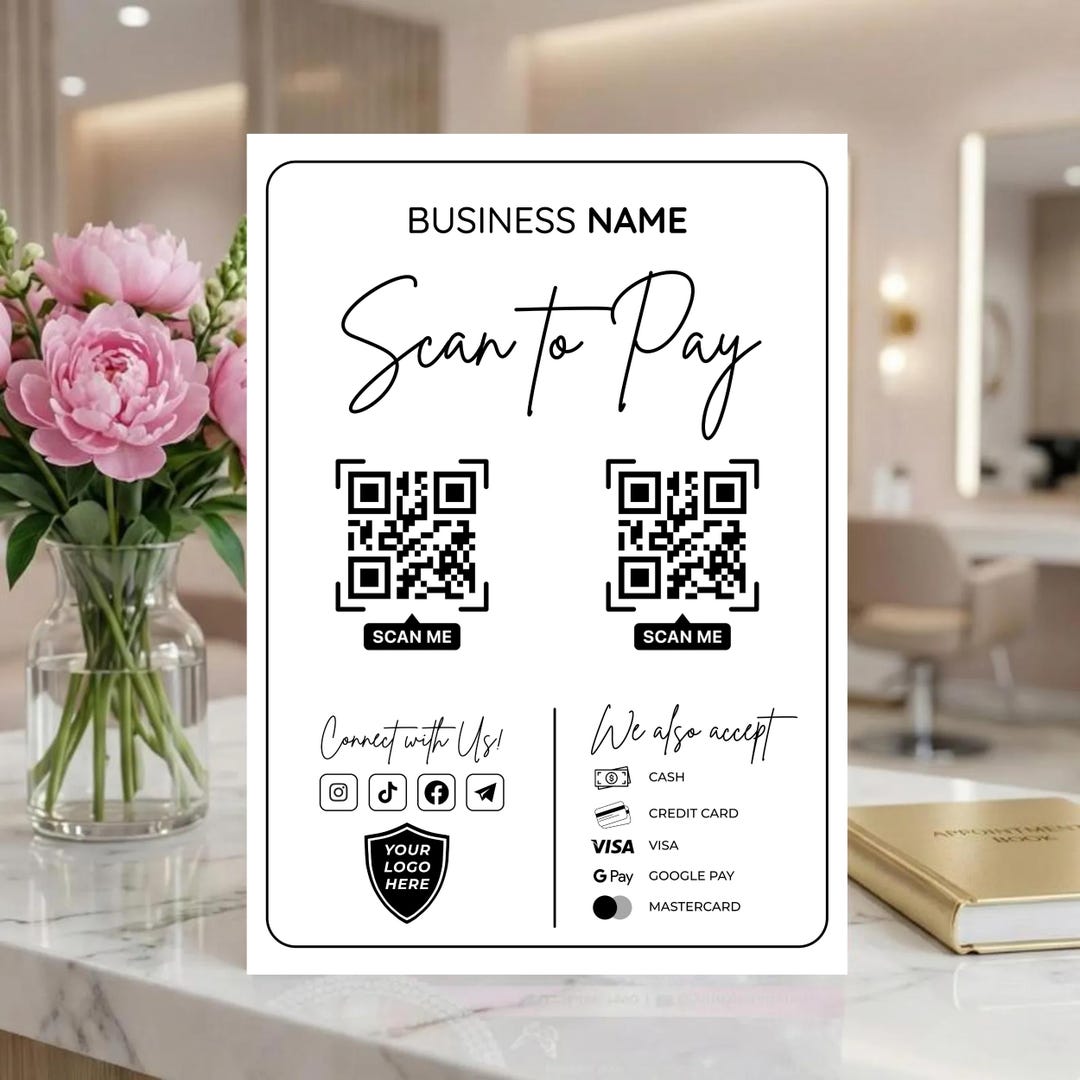 Sign Form Small Scan to Pay Template | QR Code Sign for Small Business | Digital ...