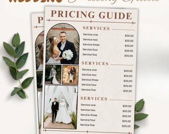 Wedding Photography Pricing Guide Canva Template, Editable Price List for Photographers, Bridal Business Rate Card Sheet