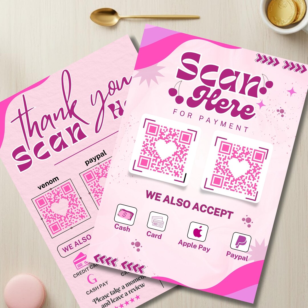 Scan to Pay Canva Template, Editable QR Code Sign, Small Business Canva ...