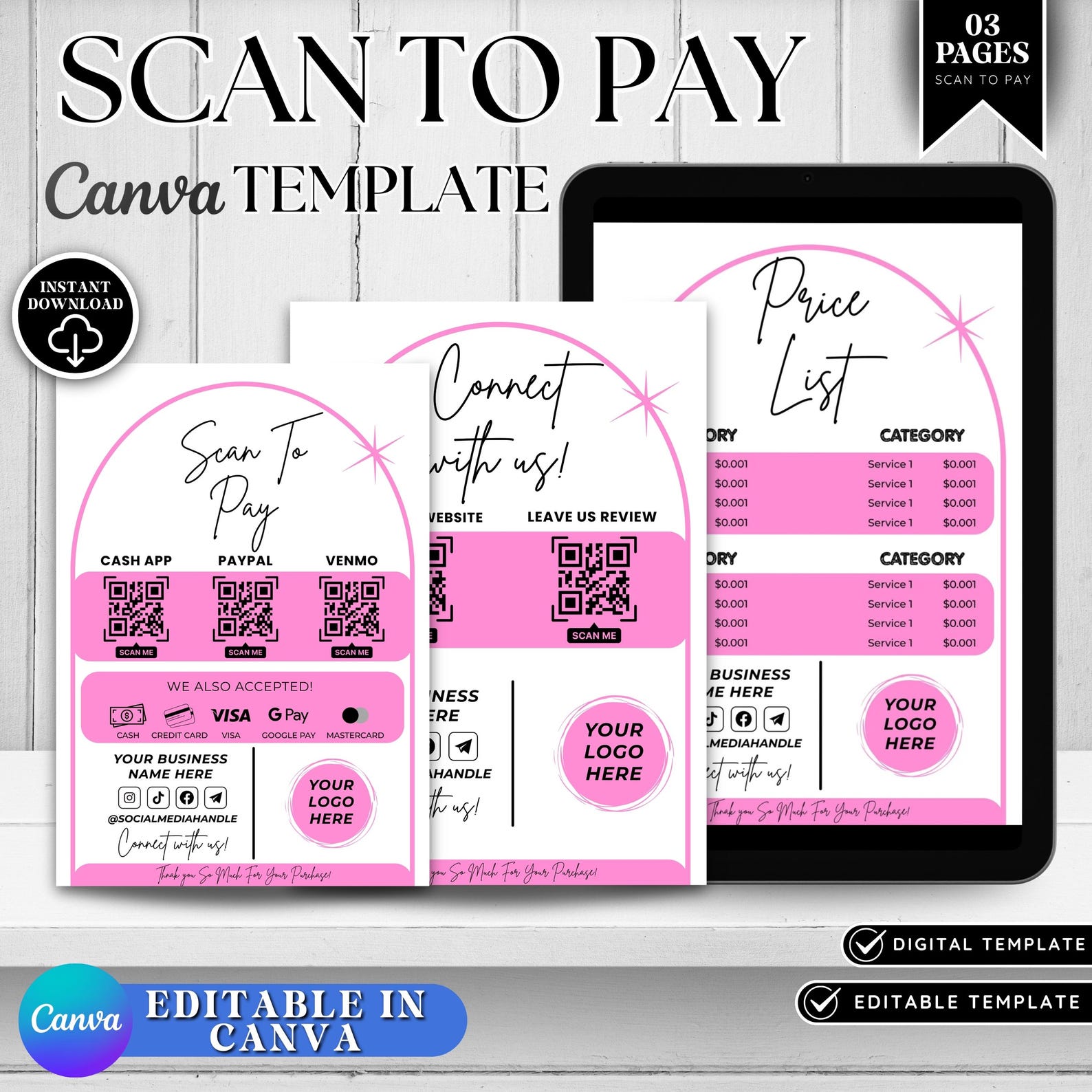 Editable Qr Permit Scan Editable Scan to Pay QR Code Sign Template: Small Business Payment ...