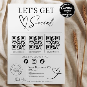 Social media QR code sign template for small business,