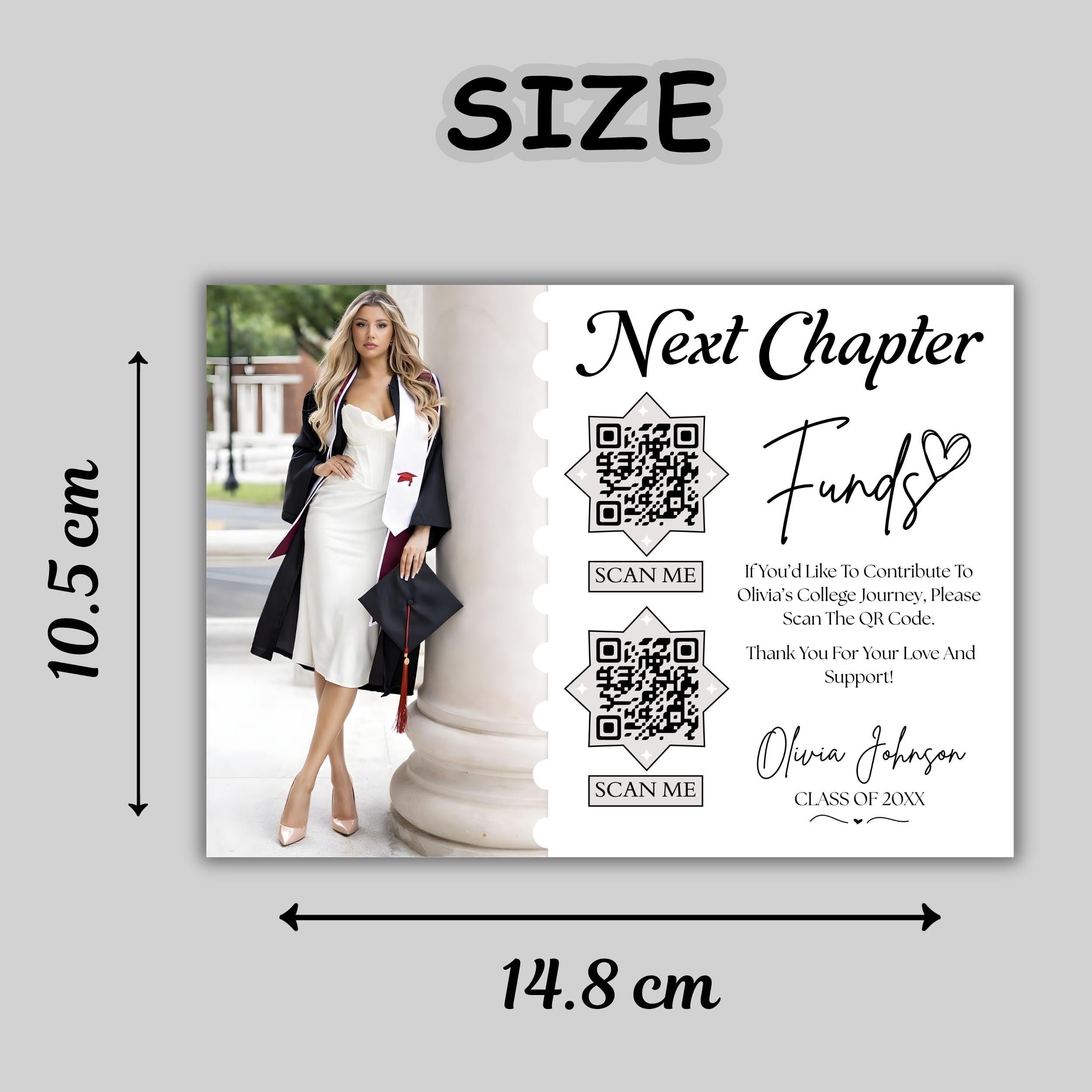 Editable Graduation QR Code Insert Card Canva Template, Printable Money ...