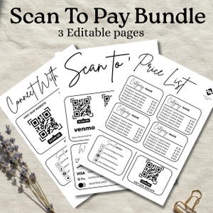 QR Code Payment Sign Template Editable in Canva, Scan to Pay Sign for Small Business, Venmo Cash App Payment Sign, Social Media QR Sign