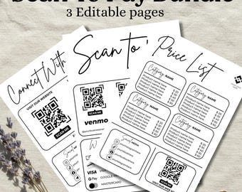 QR Code Payment Sign Template Editable in Canva, Scan to Pay Sign for Small Business, Venmo Cash App Payment Sign, Social Media QR Sign