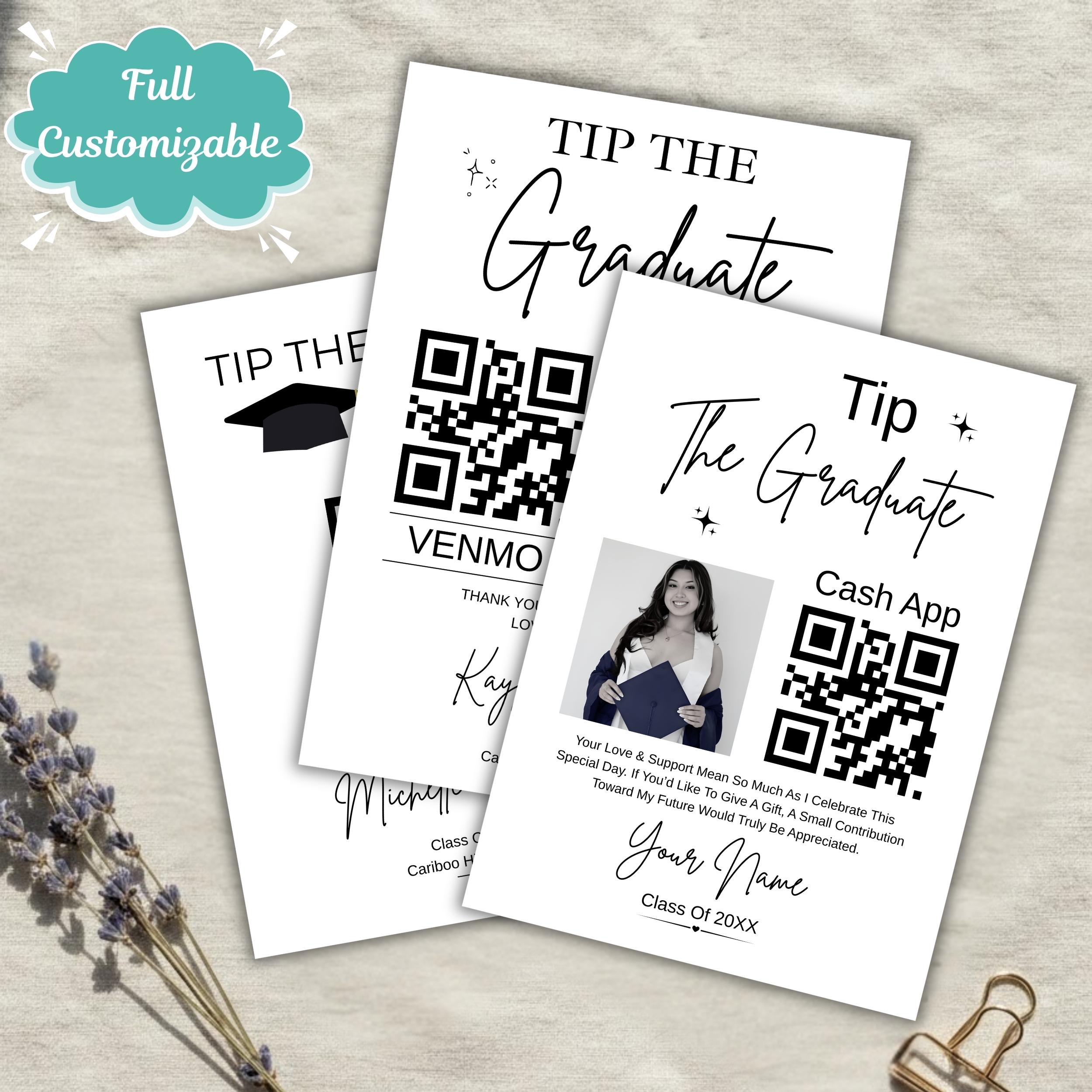 Editable Tip the Graduate Sign, Graduation QR Code Payment Template ...