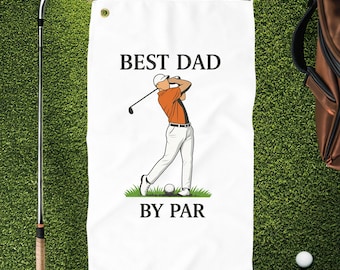 Best Dad By Par Golf Towel - Father's Day Gift, Microfiber Sports Towel