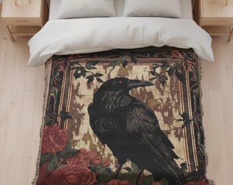 Rabenmuster-Webdecke, Renaissance-Wandteppich, gotische Wohndekoration