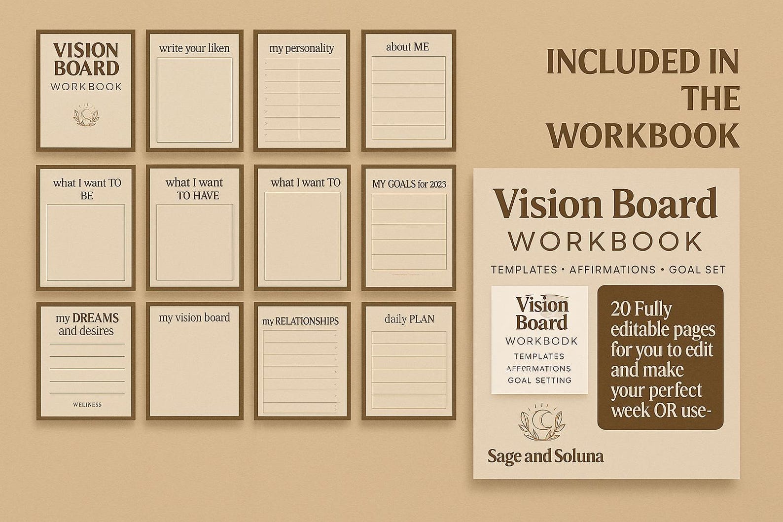 Vision Board Workbook | Printable Digital PDF | Goal Setting ...