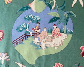 Tela Chintz vintage de Jay Yang: Chinoiserie floral «Jardín Oriental»
