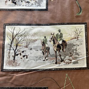 Vintage Waverly Equestrian Fabric: 1930s Tally Ho Cotton