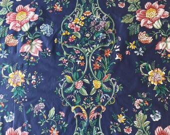 Vintage P Kaufmann Indienne Floral Fabric: Navy Chintz, Metropolitan Museum of Art