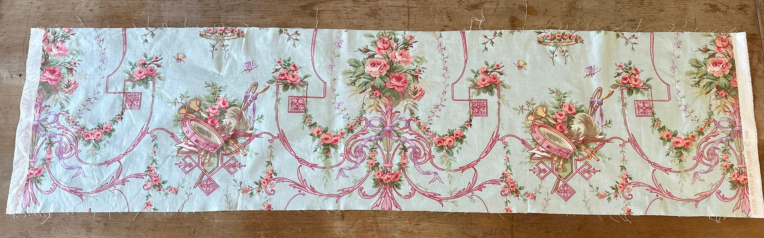 Vintage Lee Jofa Chintz Fabric Scrap: 1981 'revel' Floral