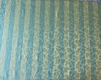 Tela de tapicería vintage de damasco a rayas verde esmeralda de Jay Yang, década de 1990