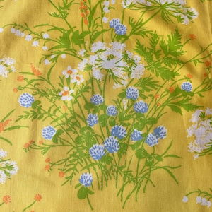 Vintage 1970s Waverly Floral Fabric: Minuet Yellow Meadow Print
