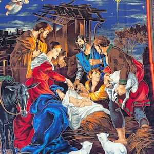 Nativity Scene Fabric Panel: 2004 Cranston Print Works Christmas Cotton