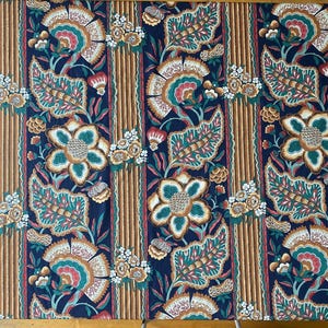Vintage P. Kaufmann Indienne Fabric: Navy Floral Cotton Chintz