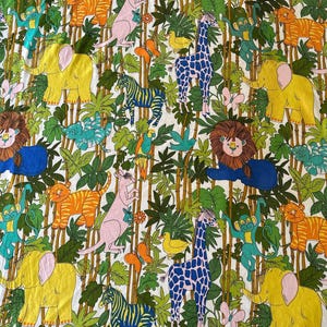 Vintage 1960s Jungle Fabric: Gabrielle Cie Cotton Sateen