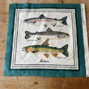 Painel de tecido vintage Waverly Fish: estampa de algodão dos anos 80 - 17,5&quot;