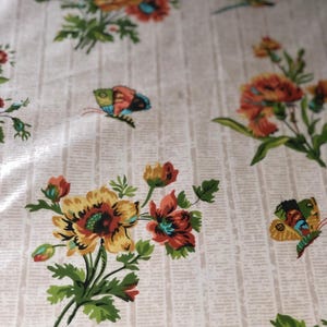 1970s Brunschwig & Fils Abigail Fabric Sample: Hand-Printed Floral Cotton