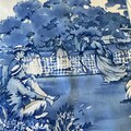 Vintage Waverly "Tennis Anyone?" Chintz Fabric Scraps: Edwardian People, 1980s Cotton