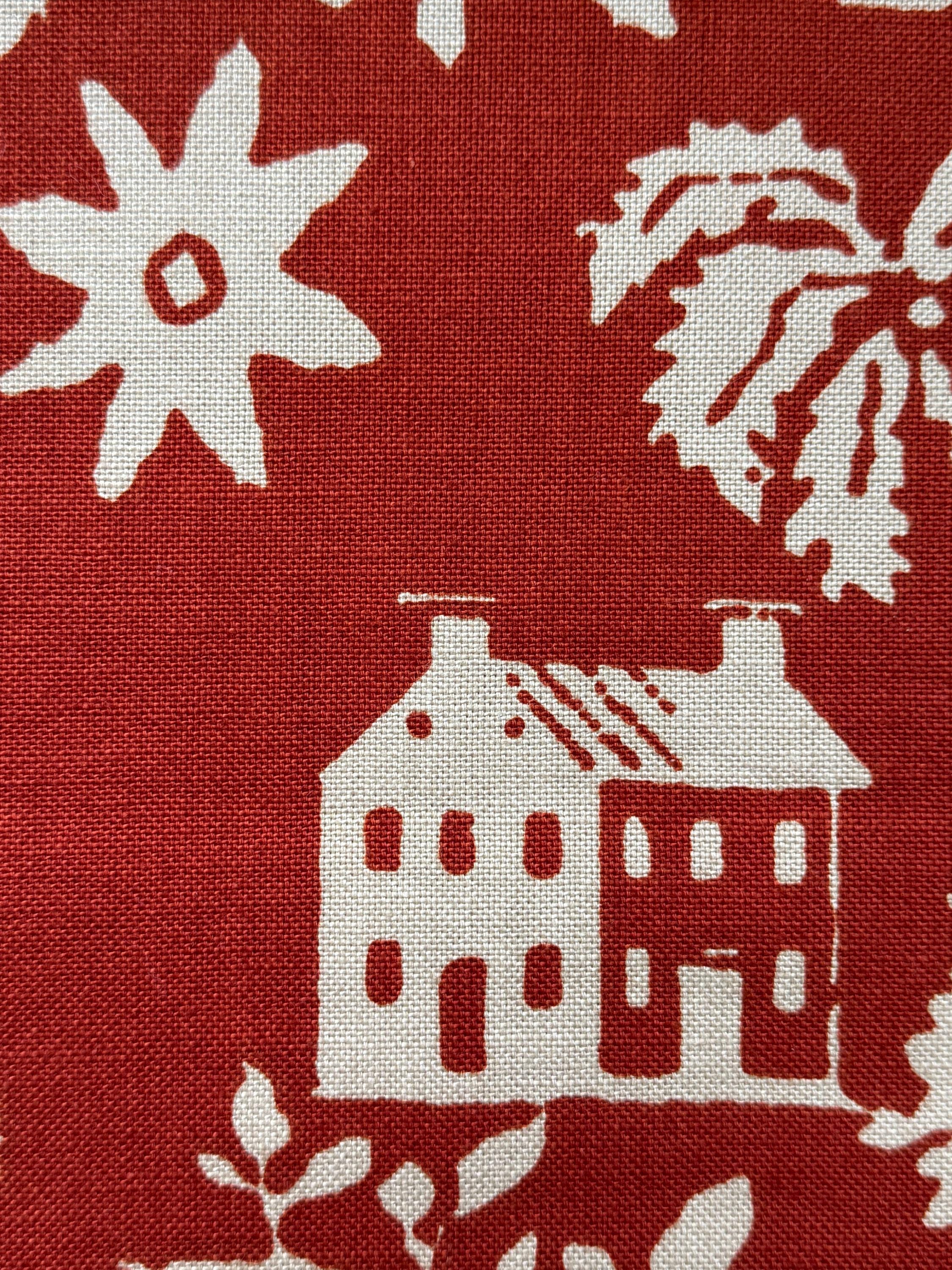 Vintage Cohama Sturbridge Peacock Colonial Fabric Red Cream 52