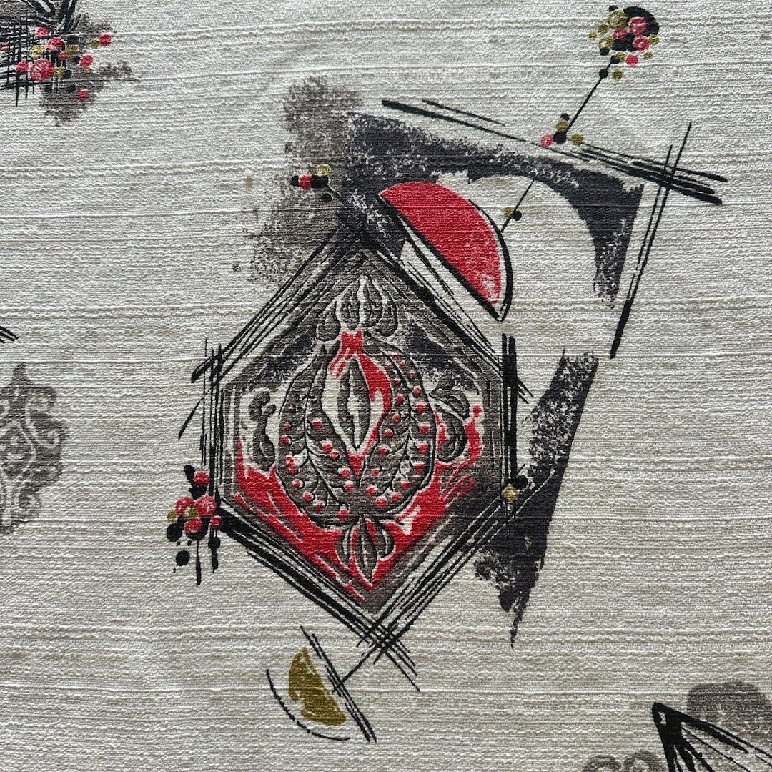 1950s Abstract Barkcloth Fabric: Mid-century Modern Design - Etsy