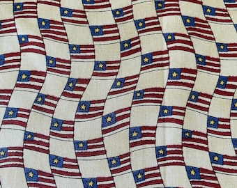 Vintage Deb Strain Flag Fabric Scrap: 1990s Moda Quilting Material