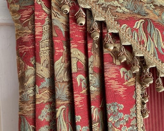 Vintage Kravet Chinoiserie Valance: Regal Kyoto 1990s Window Treatment