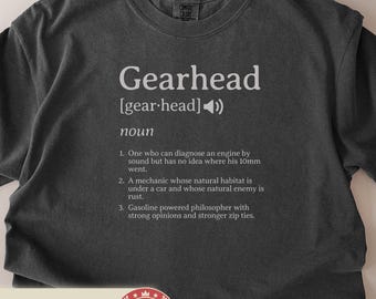 Funny Mechanic Shirt | Gearhead Definition Tee | Car Enthusiast Gift for Men | Auto Mechanic Humor T-Shirt | Comfort Colors Shirt