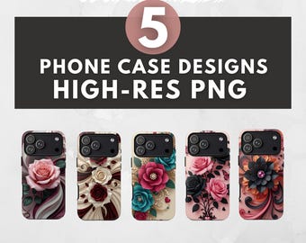 Luxury Floral Phone Case Sublimation Designs – High Resolution PNG Bundle