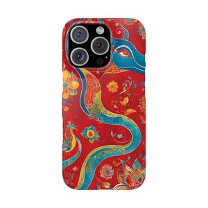 Red and Blue Dragon Phone Case: Mythical Floral Art - Glossy & Matte for iPhone and Samsung