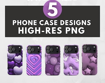 Violet 3D Phone Case Designs – PNG Sublimation Bundle (Digital Download)