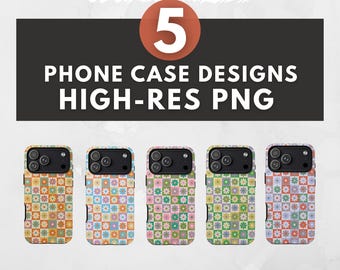 Retro Groovy Floral Phone Case Sublimation Designs