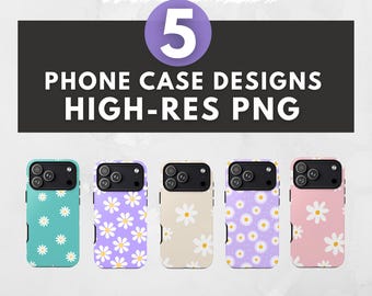 Floral Phone Case Designs Bundle – 5 High Resolution PNGs for Sublimation, Compatible with Any Phone